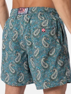Mittellange Gustavia-Badeshorts für Herren mit Kaschmir-Print