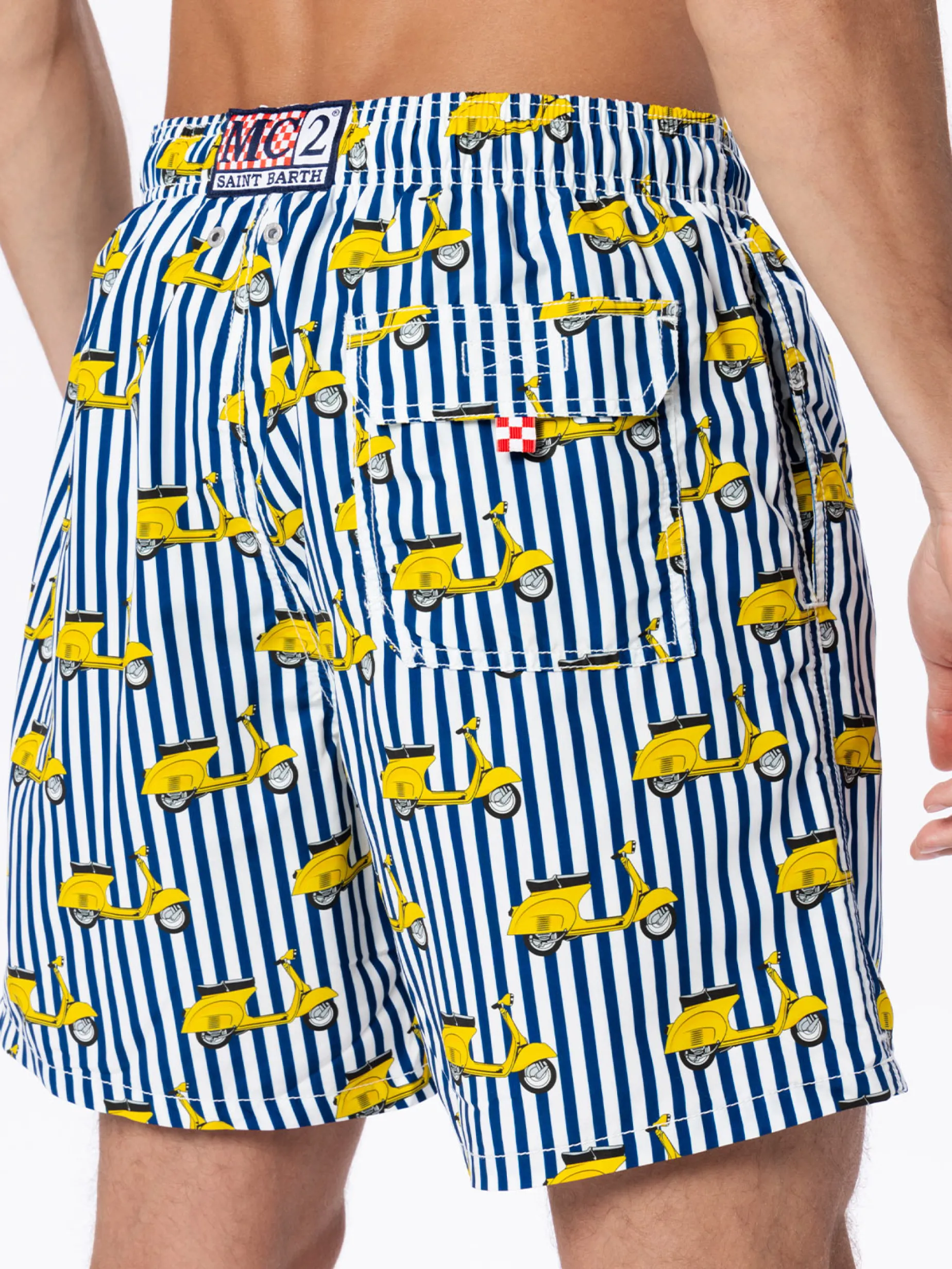 Mittellange Gustavia-Badeshorts für Herren mit Vespa-Aufdruck | VESPA-SONDEREDITION