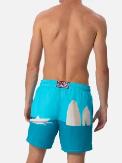 Mittellange Gustavia-Badeshorts für Herren mit Capri-Aufdruck