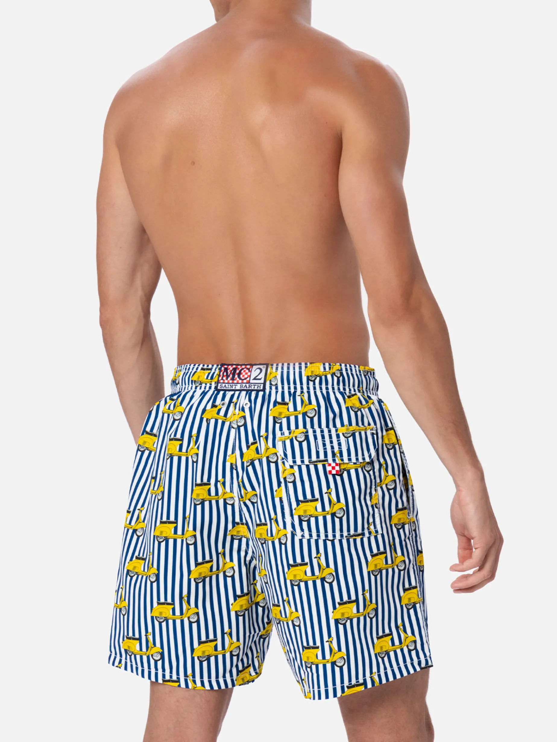 Mittellange Gustavia-Badeshorts für Herren mit Vespa-Aufdruck | VESPA-SONDEREDITION