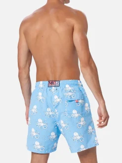 Mittellange Gustavia-Badeshorts für Herren mit Oktopus-Print