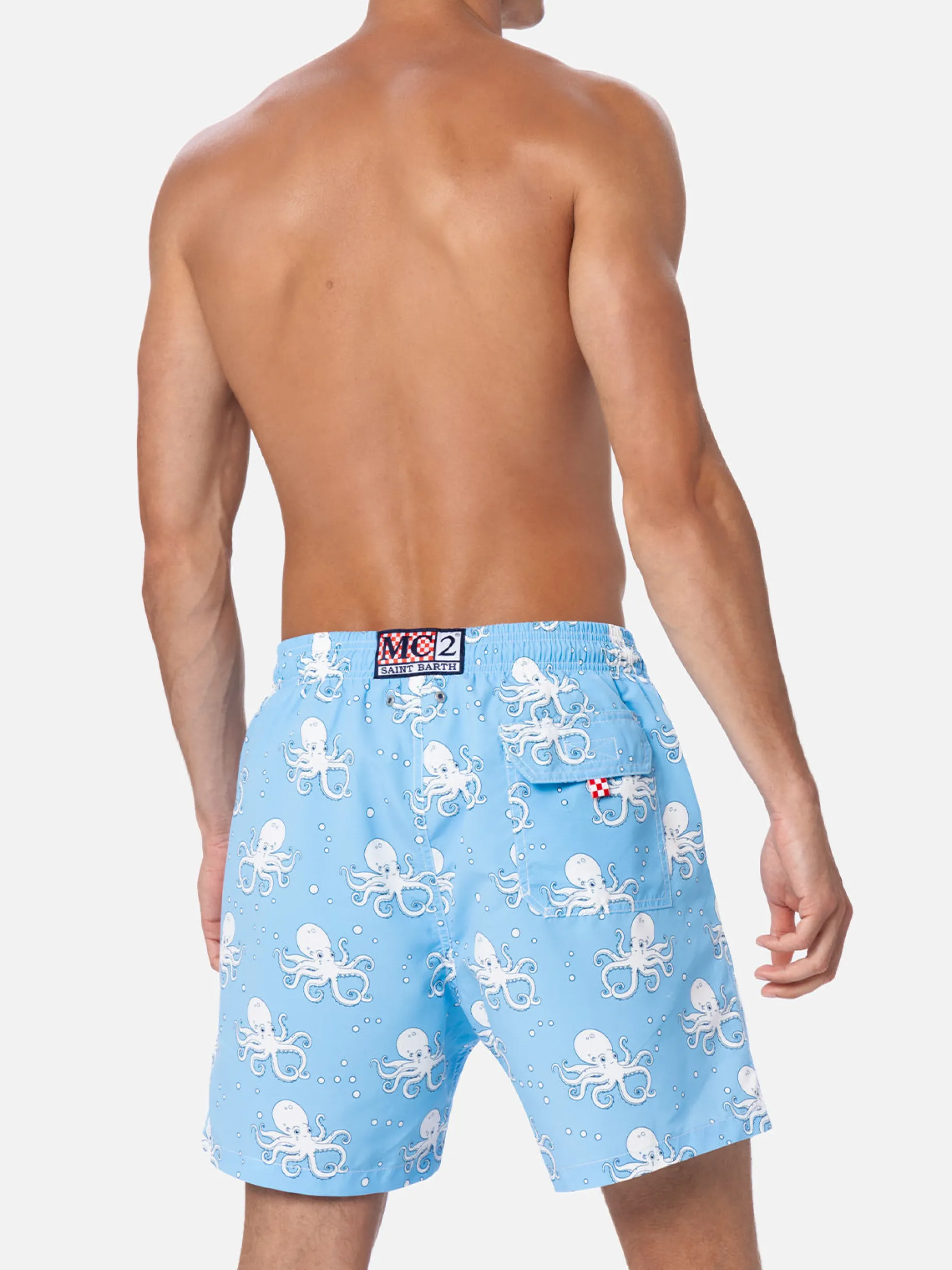 Mittellange Gustavia-Badeshorts für Herren mit Oktopus-Print