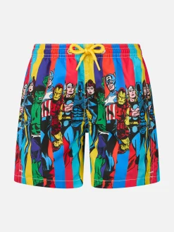 Mittellange Haiti-Badeshorts für Jungen mit platziertem Marvel-Superhelden-Aufdruck | MARVEL-SONDERAUSGABE