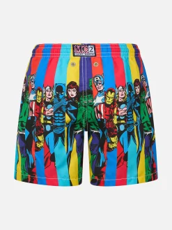 Mittellange Haiti-Badeshorts für Jungen mit platziertem Marvel-Superhelden-Aufdruck | MARVEL-SONDERAUSGABE