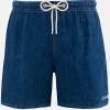 Mittellange Herren-Badeshorts aus Denim in Blau aus Leinen Gustavia