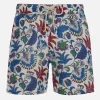 Mittellange Herren-Badeshorts Gustavia aus Leinen mit Blumendruck