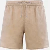 Mittellange Herren-Badeshorts aus beigem Leinen Gustavia