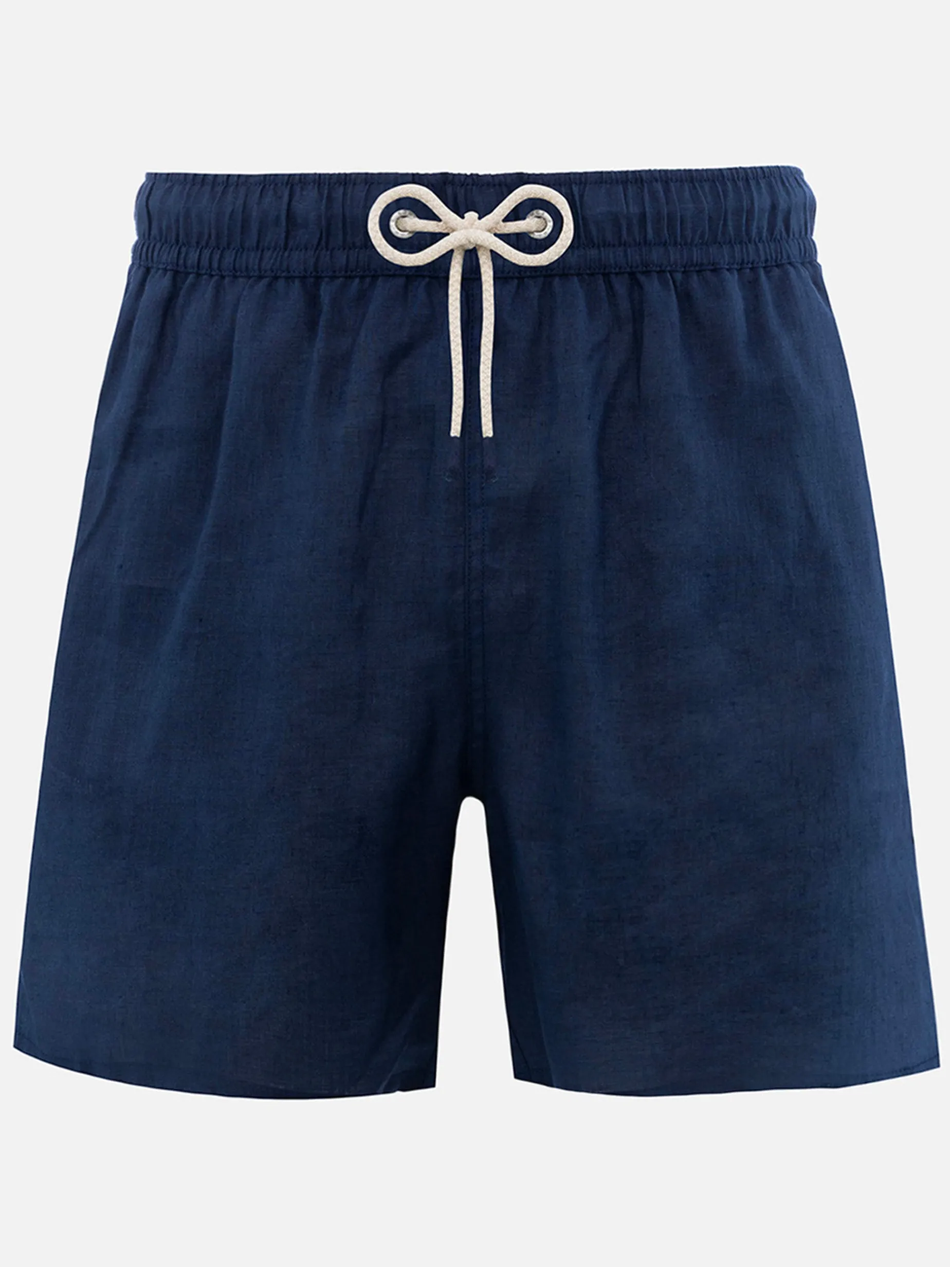 Mittellange Herren-Badeshorts aus marineblauem Leinen Gustavia