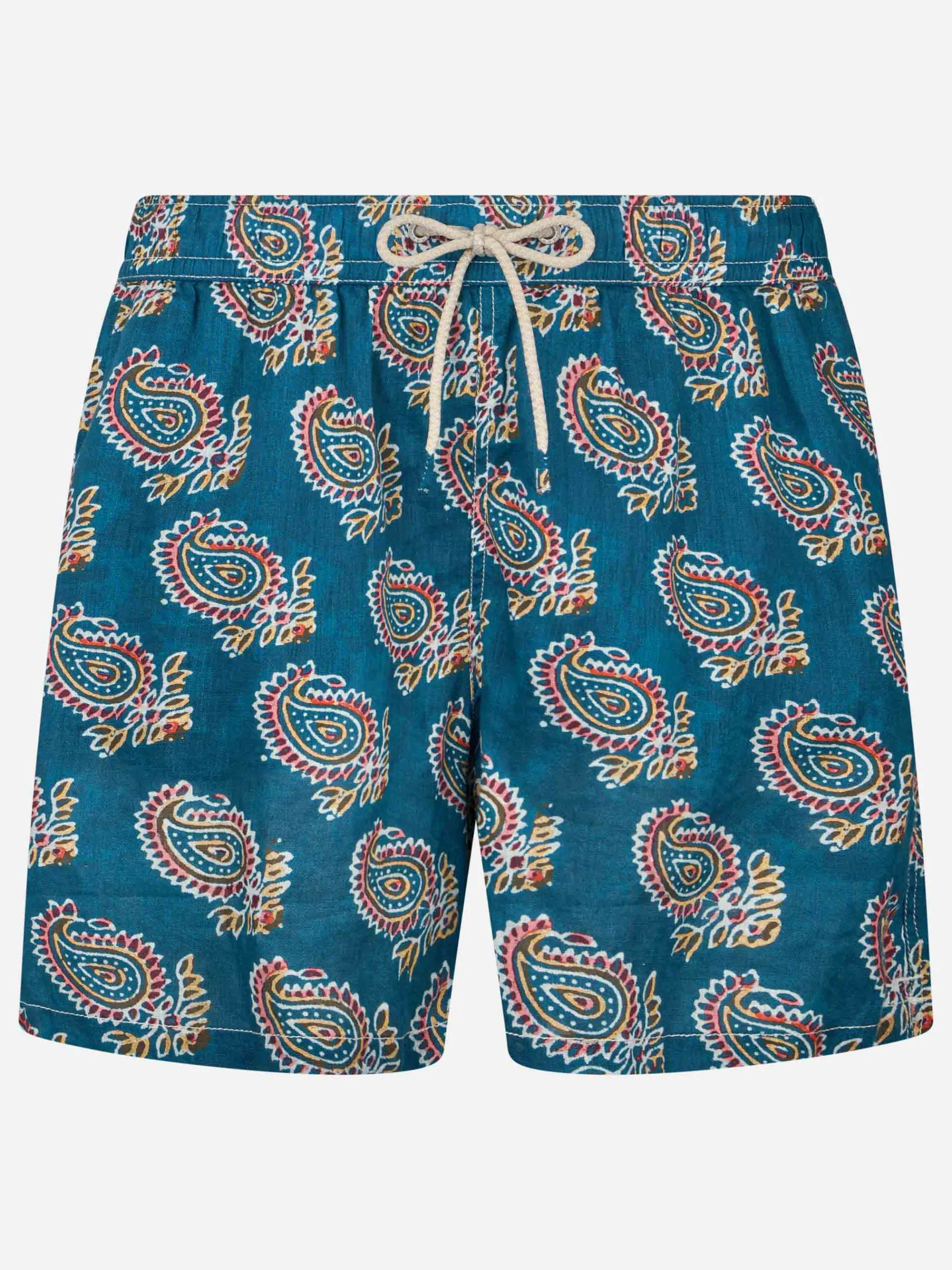 Mittellange Herren-Badeshorts aus Leinen Gustavia mit
