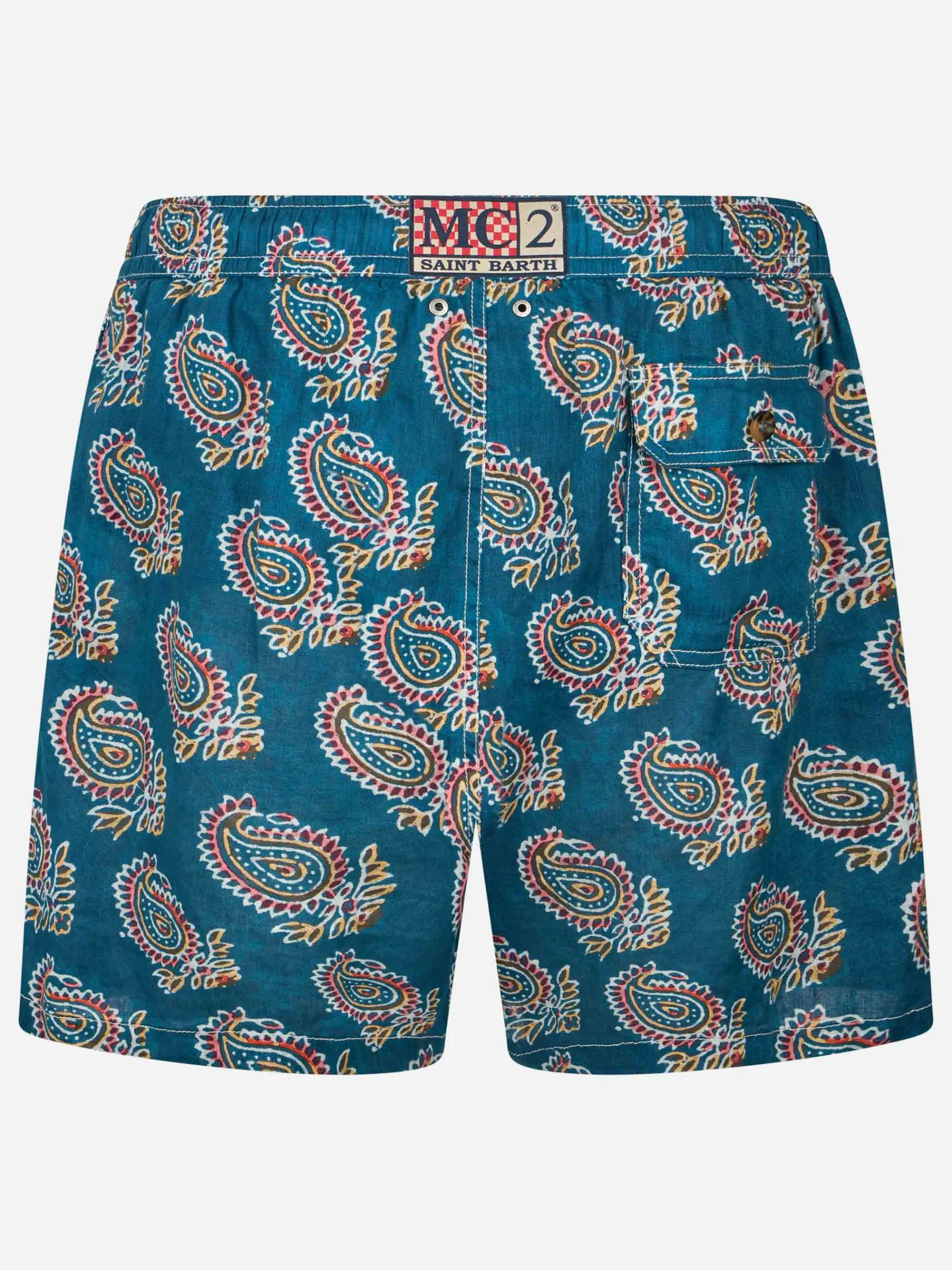 Mittellange Herren-Badeshorts aus Leinen Gustavia mit