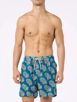Mittellange Herren-Badeshorts aus Leinen Gustavia mit