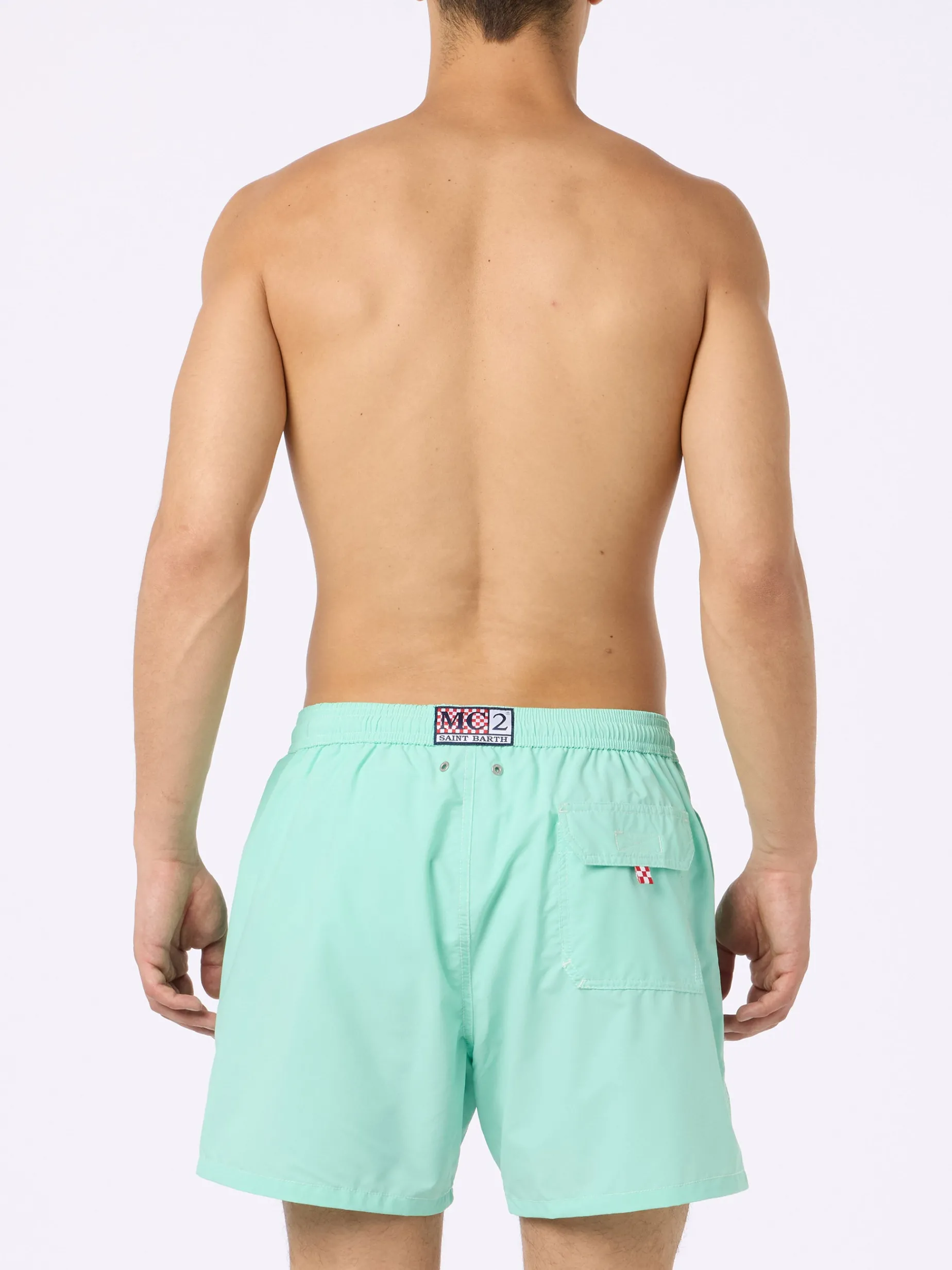 Mittellange Herren-Badeshorts Patmos in Salbeigrün
