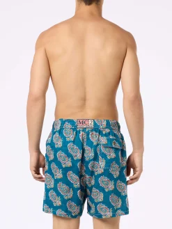 Mittellange Herren-Badeshorts aus Leinen Gustavia mit