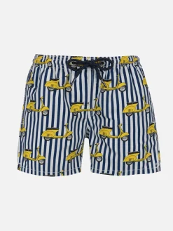 Mittellange Jeans-Badeshorts für Jungen mit Vespa-Aufdruck | VESPA-SONDEREDITION