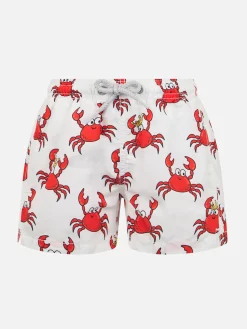 Mittellange Jeans-Badeshorts für Jungen mit Königskrabben-Aufdruck
