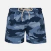 Mittellange Jeans-Badeshorts für Jungen mit Tarnmuster