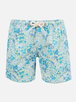 Mittellange Jeans-Badeshorts für Jungen mit Joanna Luise-Aufdruck | HERGESTELLT AUS LIBERTY-STOFF