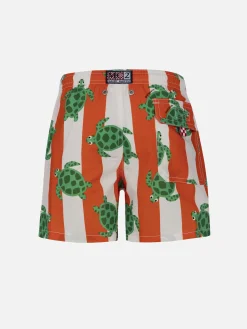 Mittellange Jeans-Badeshorts für Jungen mit Meeresschildkröten-Print