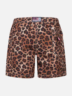 Mittellange Jeans-Badeshorts für Jungen mit Animal-Print
