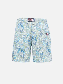 Mittellange Jeans-Badeshorts für Jungen mit Joanna Luise-Aufdruck | HERGESTELLT AUS LIBERTY-STOFF