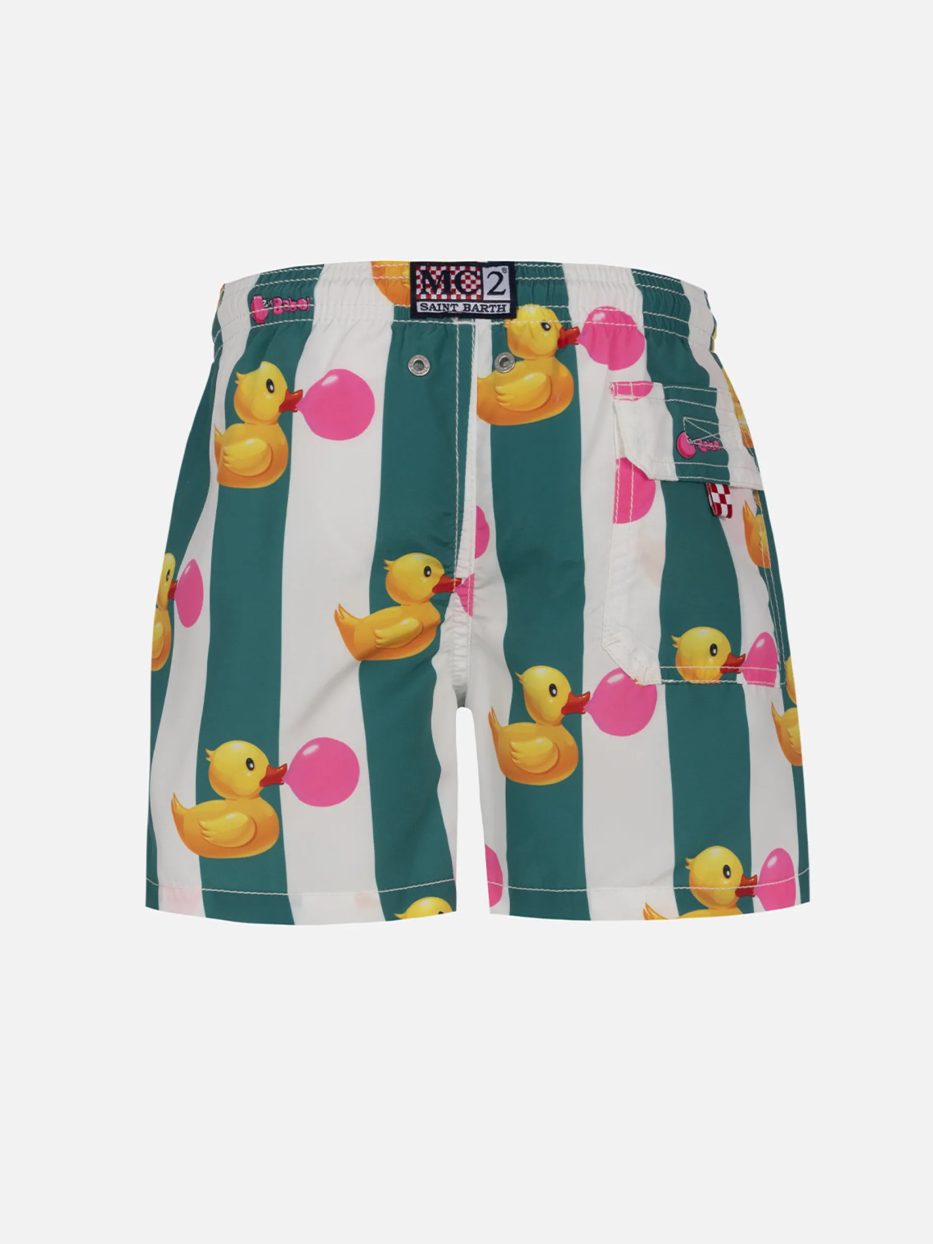 Mittellange Jeans-Badeshorts für Jungen mit Big Babol-Aufdruck | GROSSE BABOL-SONDERAUSGABE
