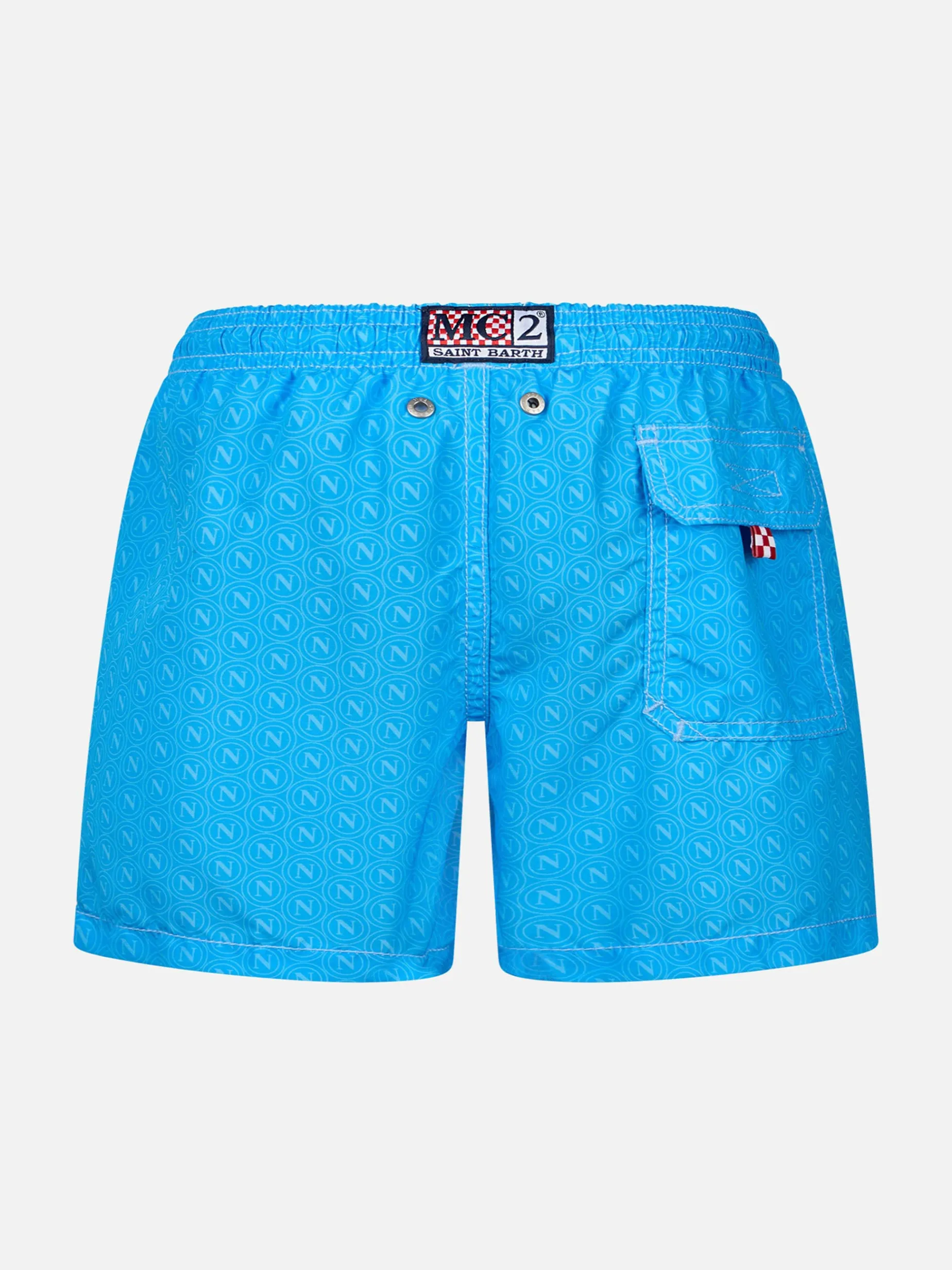 Mittellange Jeans-Badeshorts für Jungen mit Napoli-Print | SSC NAPOLI SPECIAL EDITION