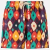 Mittellange mehrfarbige Ikat-Badeshorts für Herren Caprese
