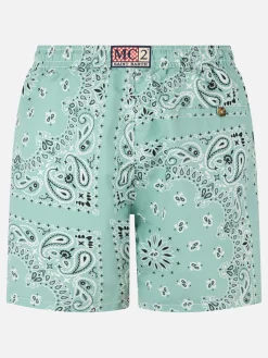Mittellange salbeigrüne Badeshorts für Herren von Caprese