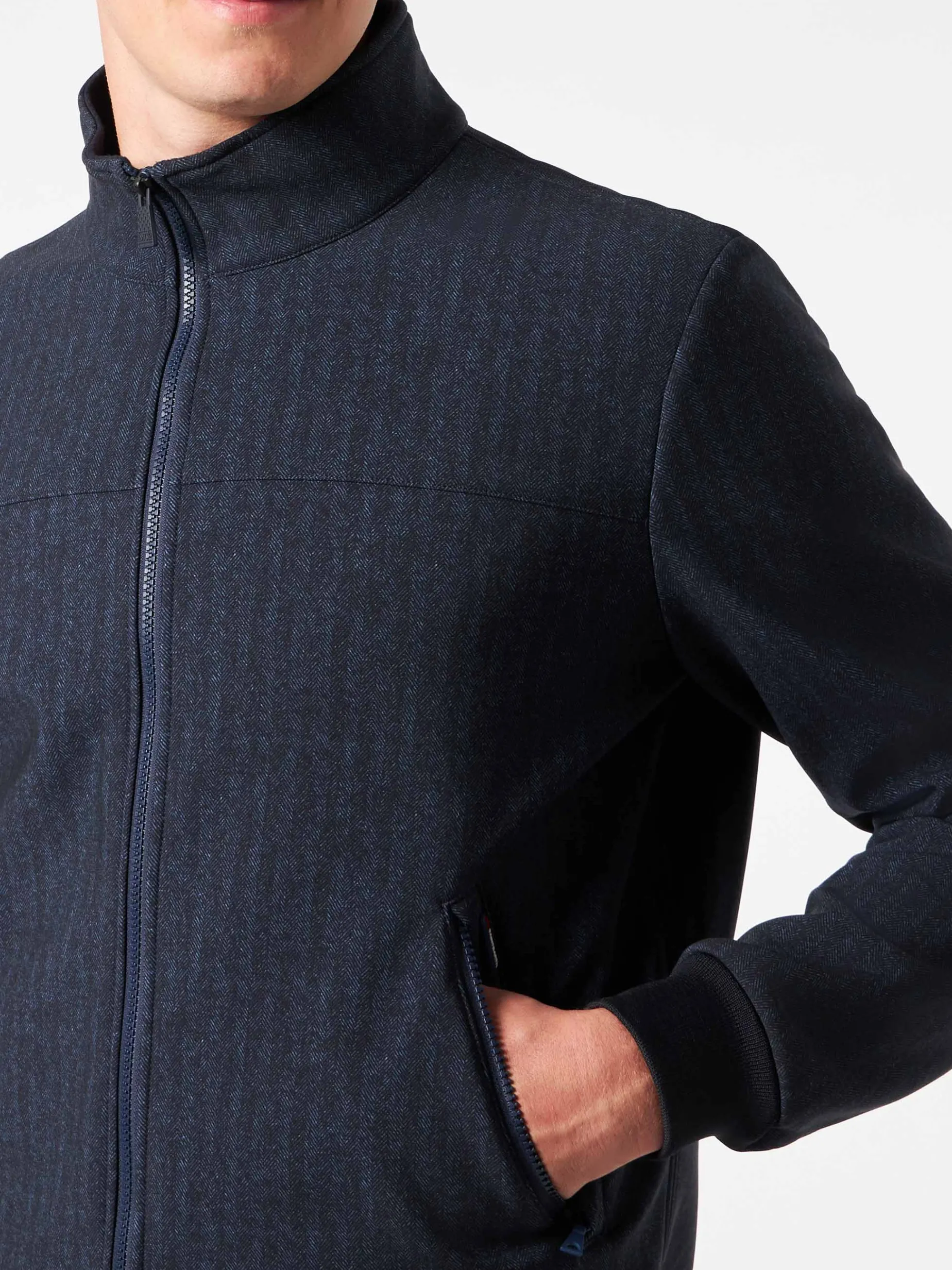 Mittelschwere Herren-Bomberjacke mit Fischgrätenmuster