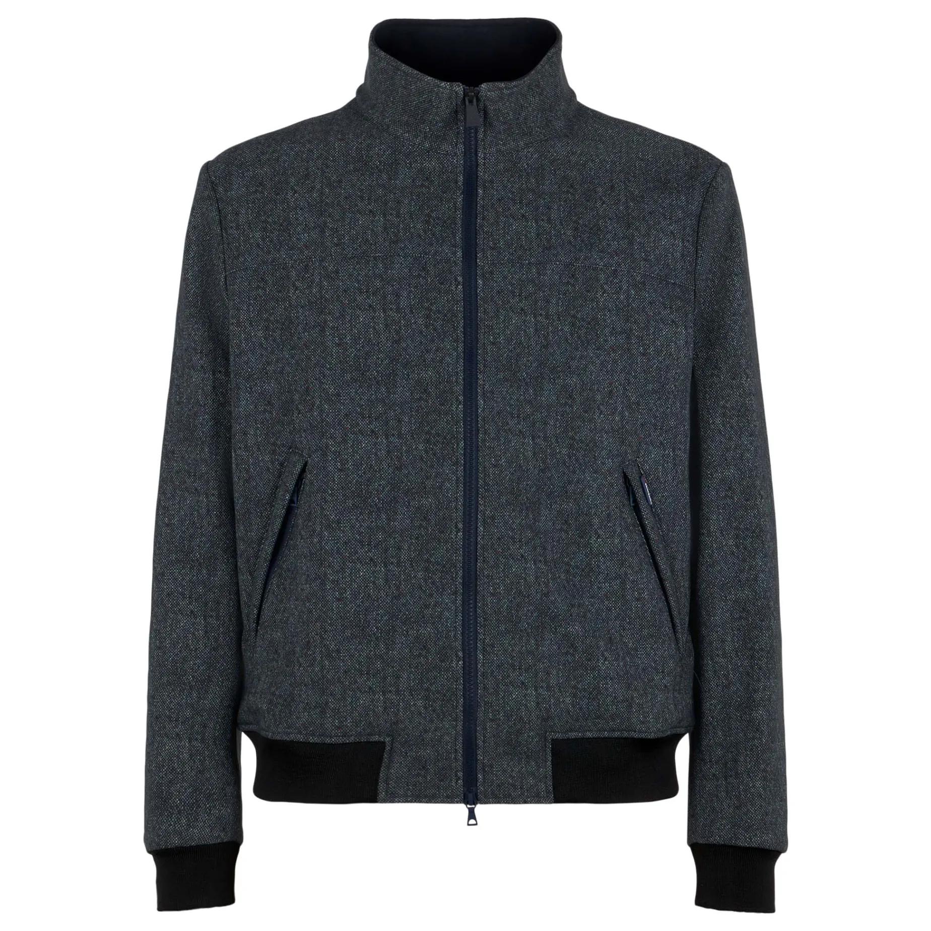 Mittelschwere Herren-Bomberjacke in Mélange-Blau