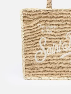 Naturbeige Colette Raffia-Handtasche mit Stickerei