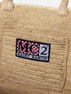 Naturbeige Colette Raffia-Handtasche mit Stickerei
