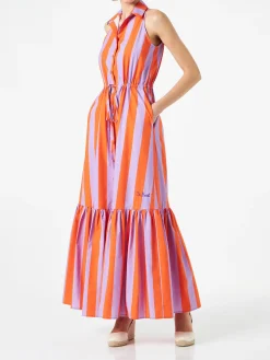 Neckholder-Kleid für Damen mit Streifendruck