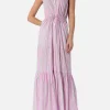 Neckholder-Kleid für Damen mit Streifendruck