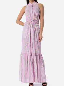 Neckholder-Kleid für Damen mit Streifendruck