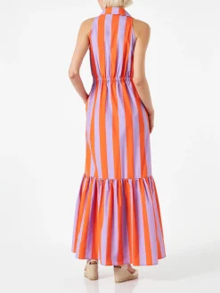 Neckholder-Kleid für Damen mit Streifendruck