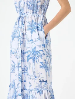 Neckholder-Kleid für Damen mit Toile-de-Jouy-Print
