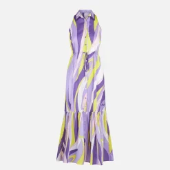 Neckholder-Kleid für Damen mit Wellenprint