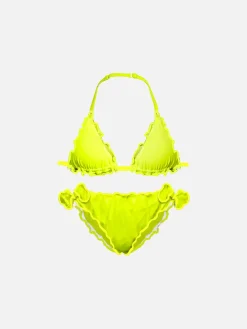 Neongelber Triangel-Bikini für Mädchen