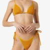 Ockerfarbener Crinkle-Triangel-Bikini für Damen