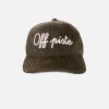 Olivgrüne Baseball-Cordkappe mit Off-Piste-Stickerei
