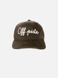 Olivgrüne Baseball-Cordkappe mit Off-Piste-Stickerei
