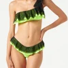 One-Shoulder-Bikini mit schwarzem Tüll