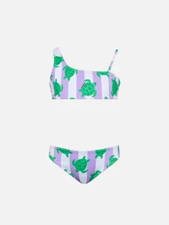 One-Shoulder-Bikini Vivy für Mädchen mit Schildkröten-Print