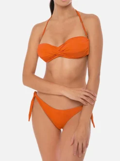 Orange drapierter Bandeau-Bikini