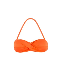Orange drapierter Bandeau-Bikini
