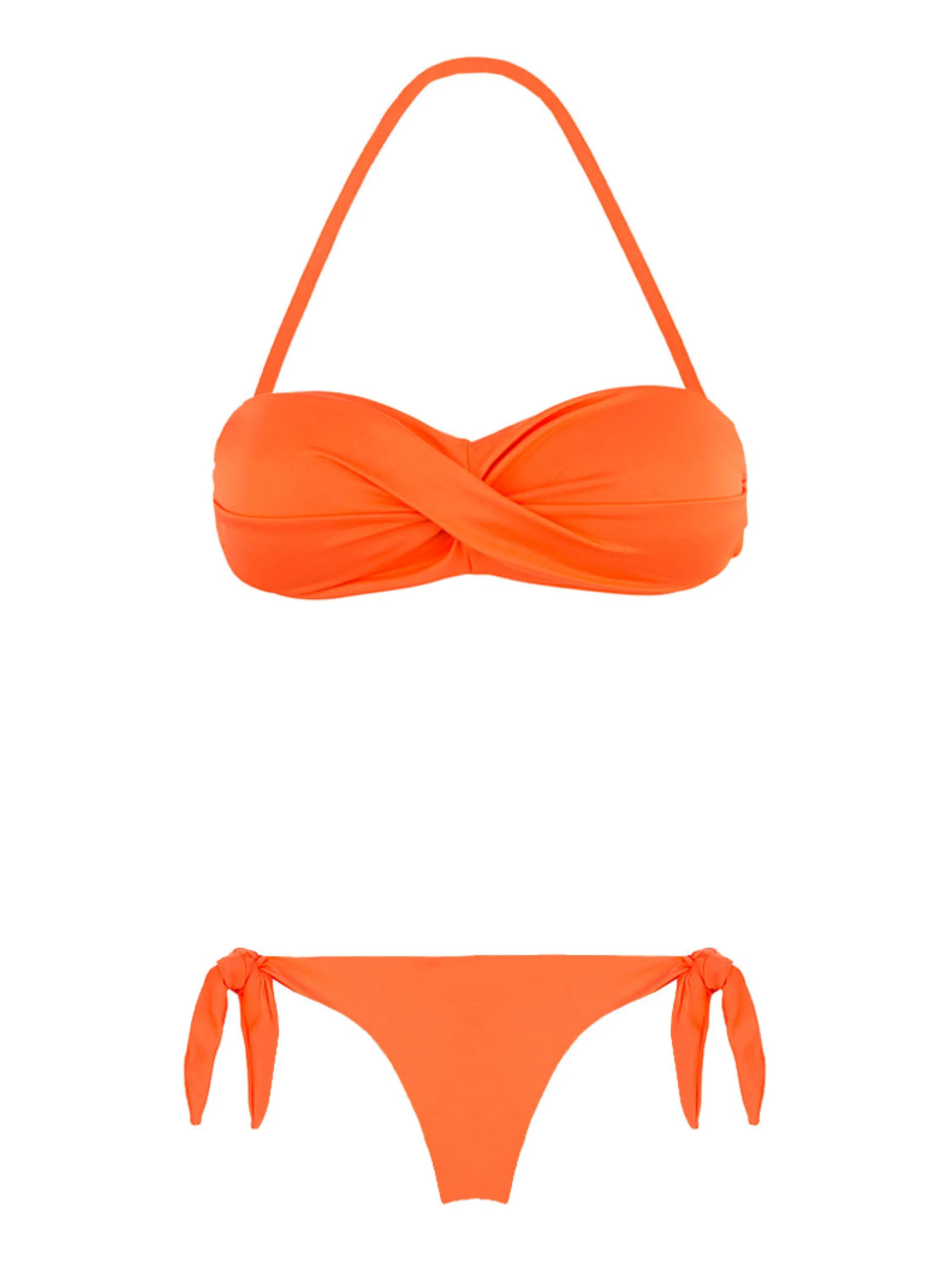 Orange drapierter Bandeau-Bikini