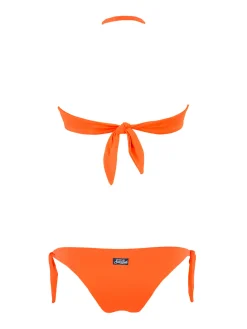 Orange drapierter Bandeau-Bikini
