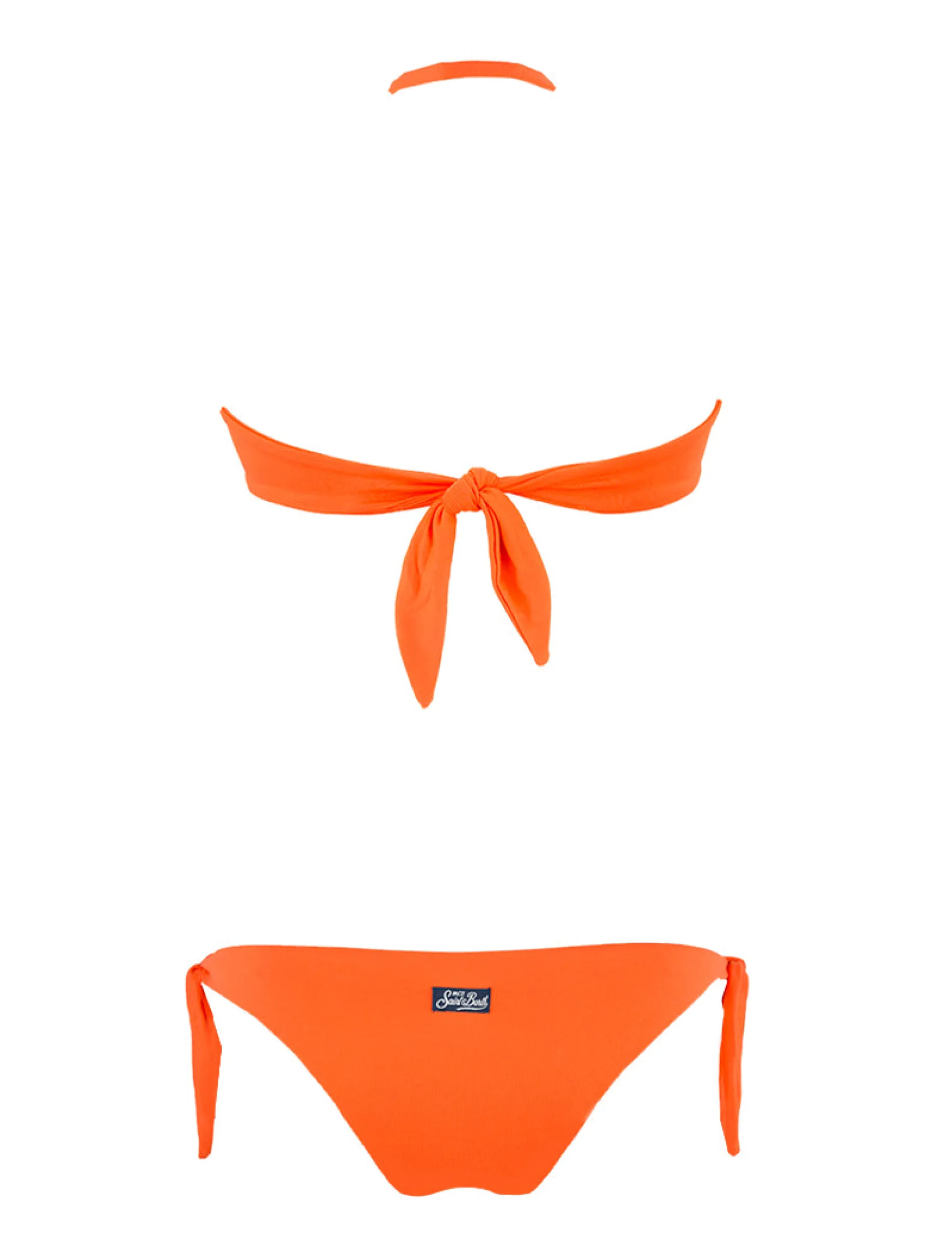 Orange drapierter Bandeau-Bikini