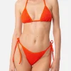 Orangefarbener Crinkle-Triangel-Bikini für Damen
